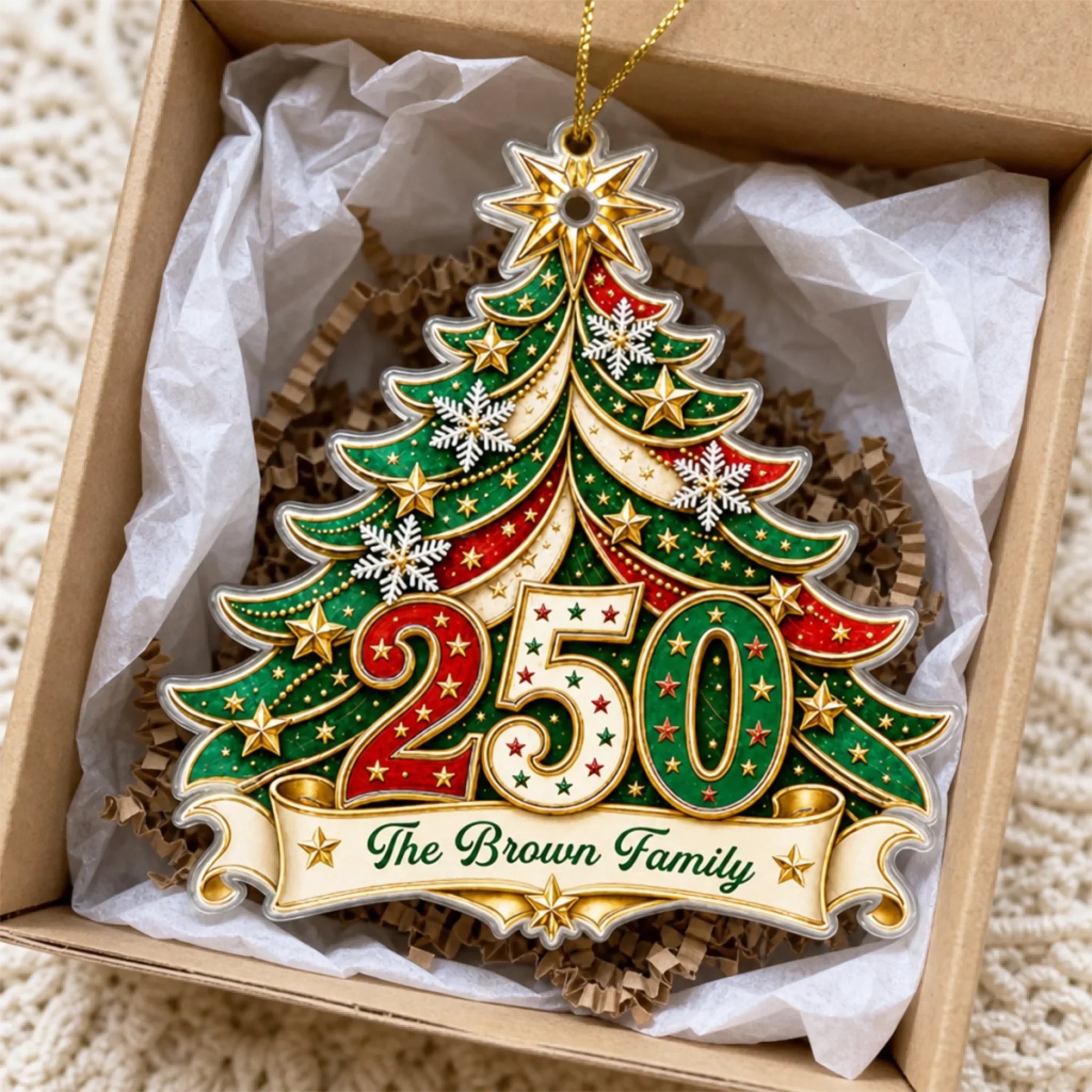 Custom Acrylic Ornament - Personalized America 250th Anniversary Christmas Gifts For Mom, Dad, Brother, Sister - Home For The Holidays