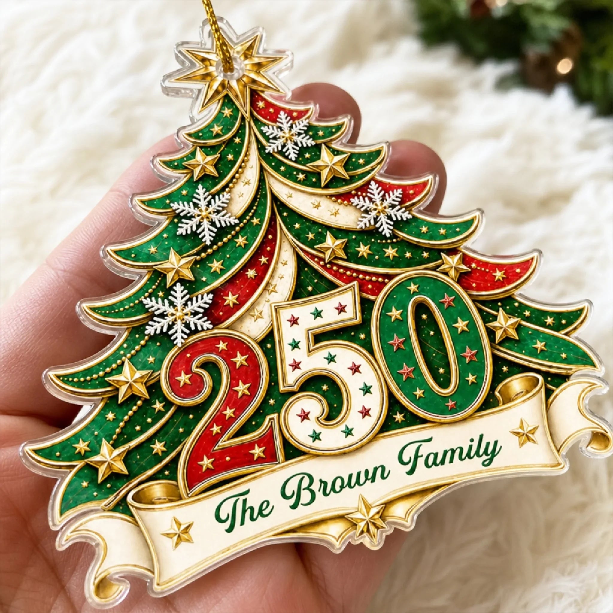 Custom Acrylic Ornament - Personalized America 250th Anniversary Christmas Gifts For Mom, Dad, Brother, Sister - Home For The Holidays
