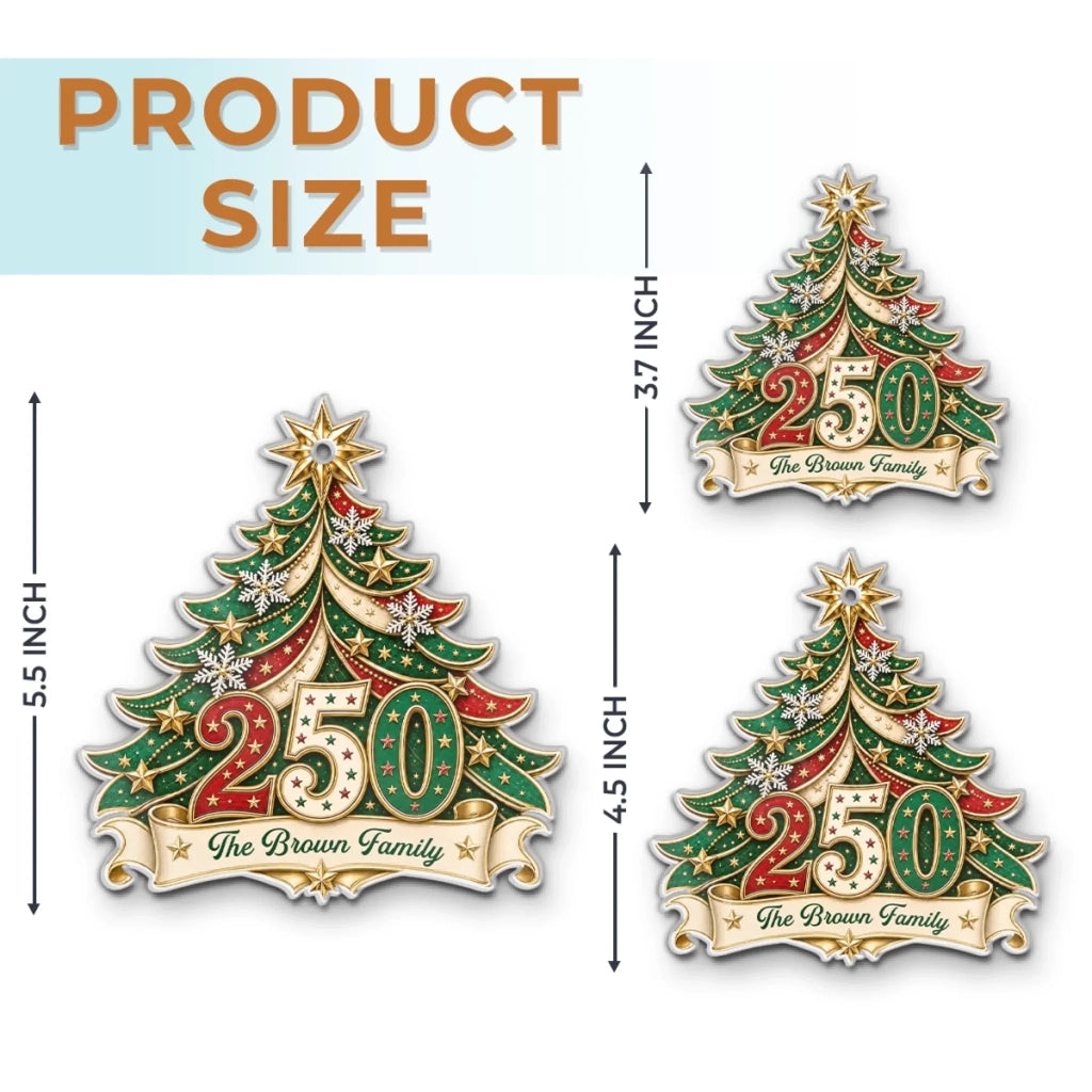 Custom Acrylic Ornament - Personalized America 250th Anniversary Christmas Gifts For Mom, Dad, Brother, Sister - Home For The Holidays