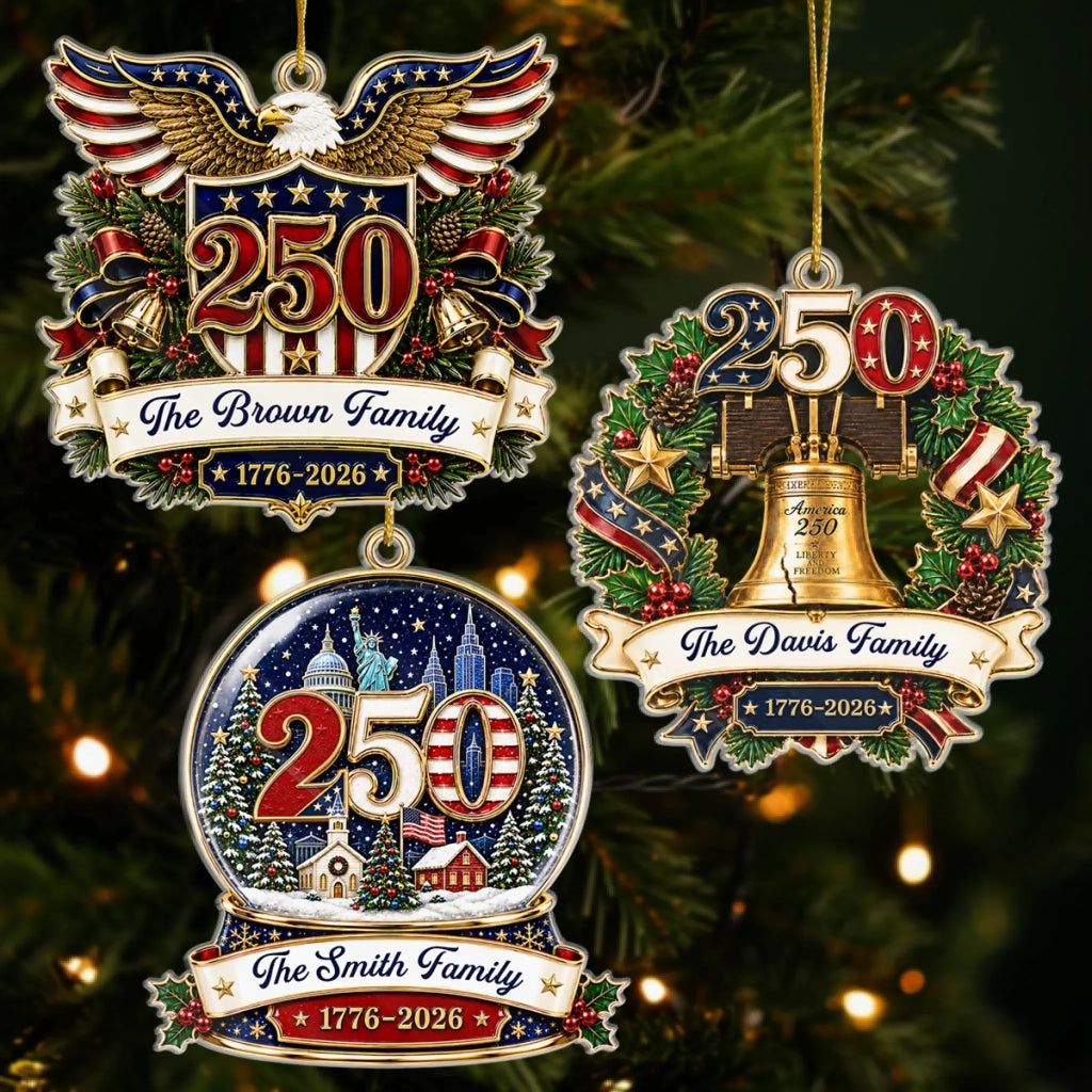 Custom Acrylic Ornament - Personalized America 250th Anniversary Christmas Gifts For Mom, Dad, Brother, Sister - Generations Of Freedom And Love