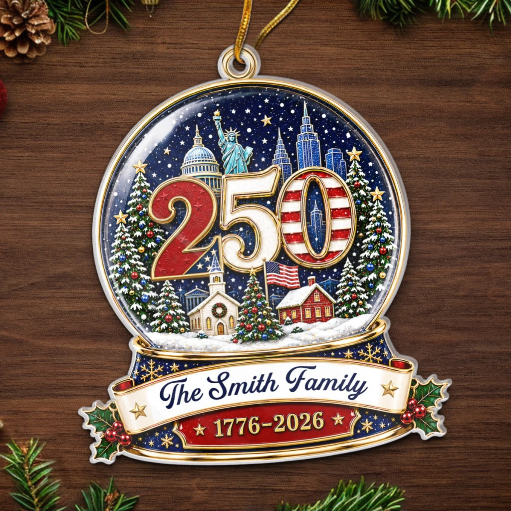 Custom Acrylic Ornament - Personalized America 250th Anniversary Christmas Gifts For Mom, Dad, Brother, Sister - Generations Of Freedom And Love