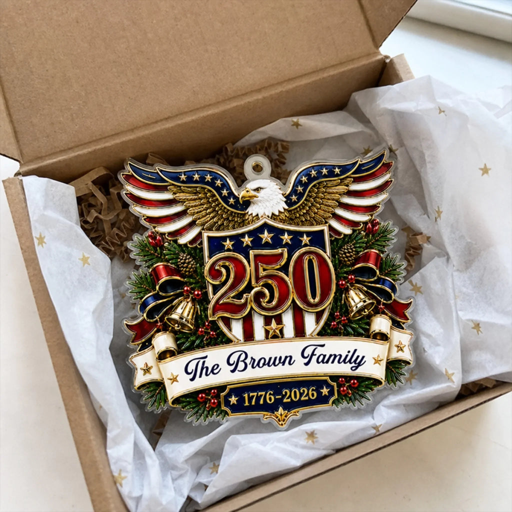 Custom Acrylic Ornament - Personalized America 250th Anniversary Christmas Gifts For Mom, Dad, Brother, Sister - Generations Of Freedom And Love