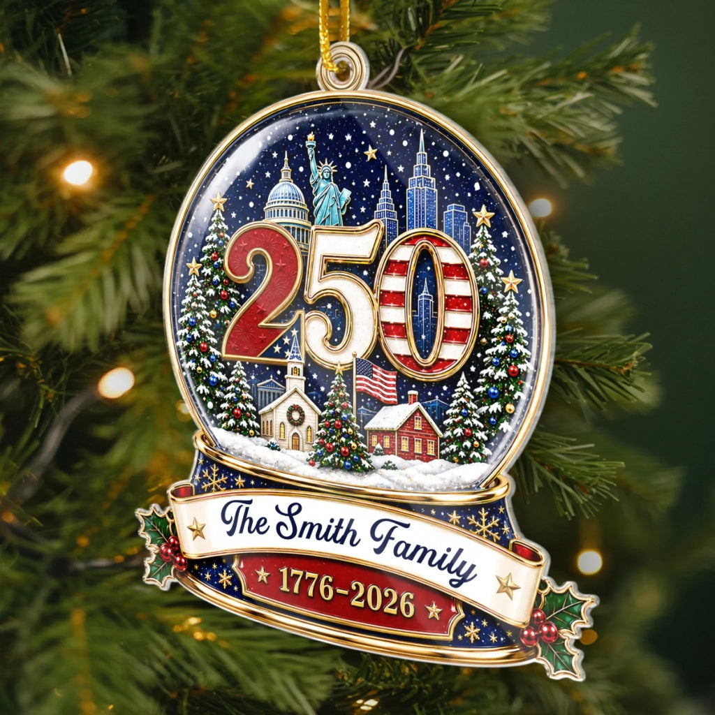 Custom Acrylic Ornament - Personalized America 250th Anniversary Christmas Gifts For Mom, Dad, Brother, Sister - Generations Of Freedom And Love