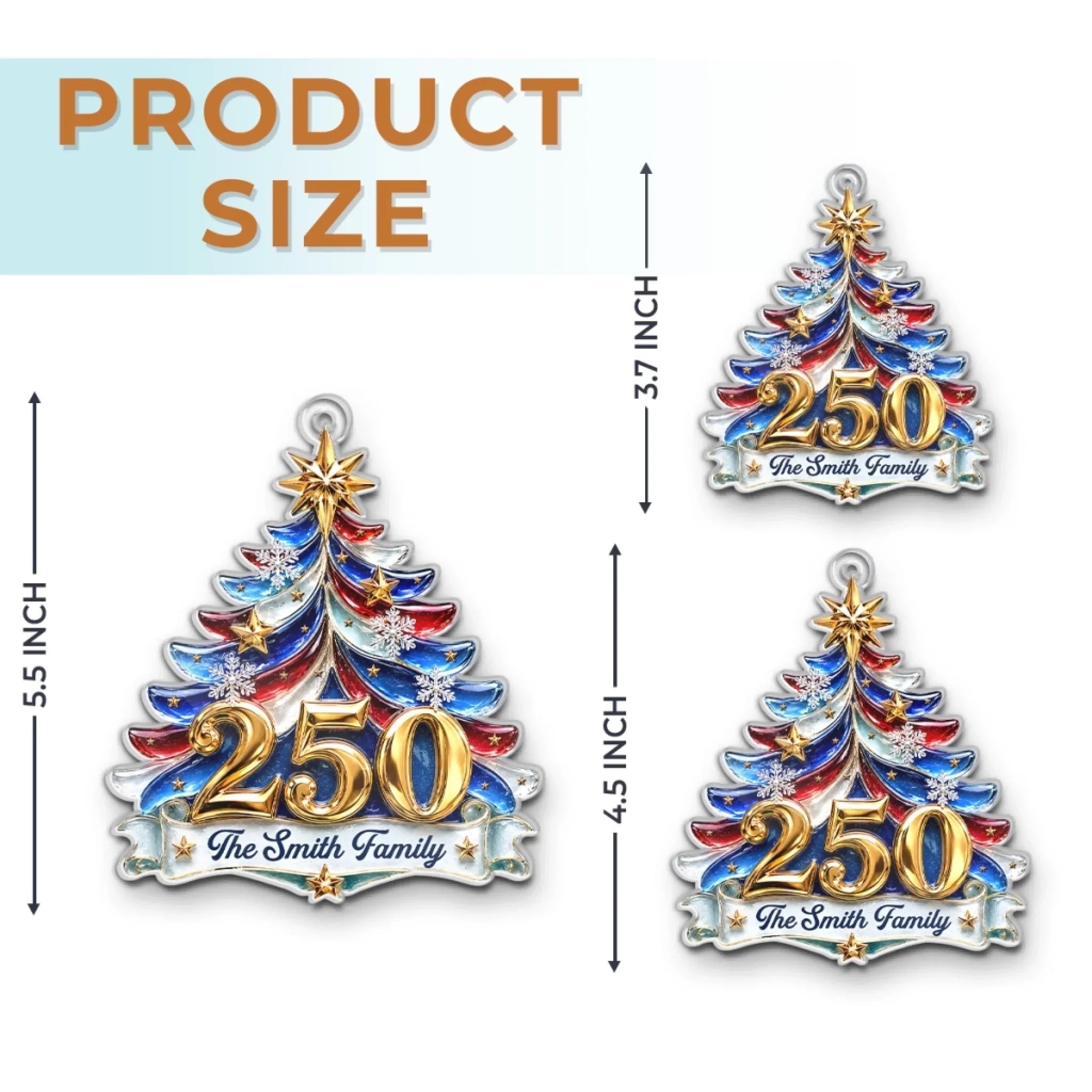 Custom Acrylic Ornament - Personalized America 250th Anniversary Christmas Gifts For Mom, Dad, Brother, Sister - Faith Family Freedom Always
