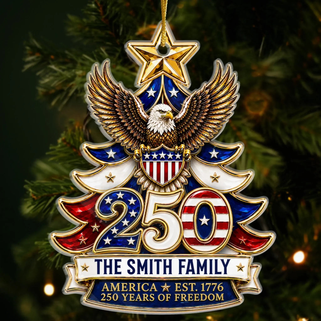 Custom Acrylic Ornament - Personalized America 250th Anniversary Christmas Gifts For Mom, Dad, Brother, Sister - Stars Stripes Forever