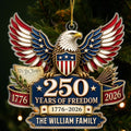 Custom Acrylic Ornament - Personalized America 250th Anniversary Christmas Gifts For Mom, Dad, Brother, Sister - Land Of The Free