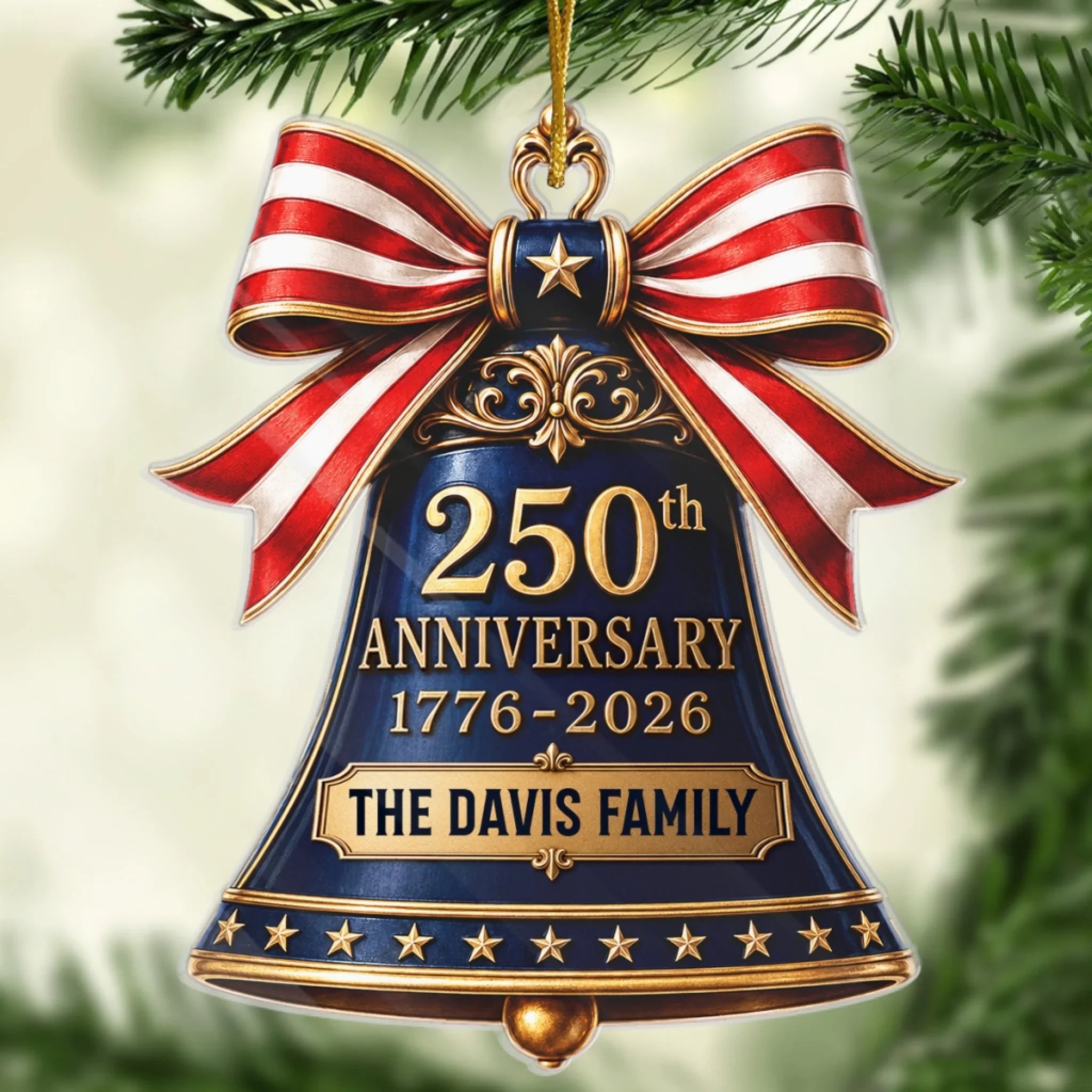 Custom Acrylic Ornament - Personalized America 250th Anniversary Christmas Gifts For Mom, Dad, Brother, Sister - Freedom Looks Good