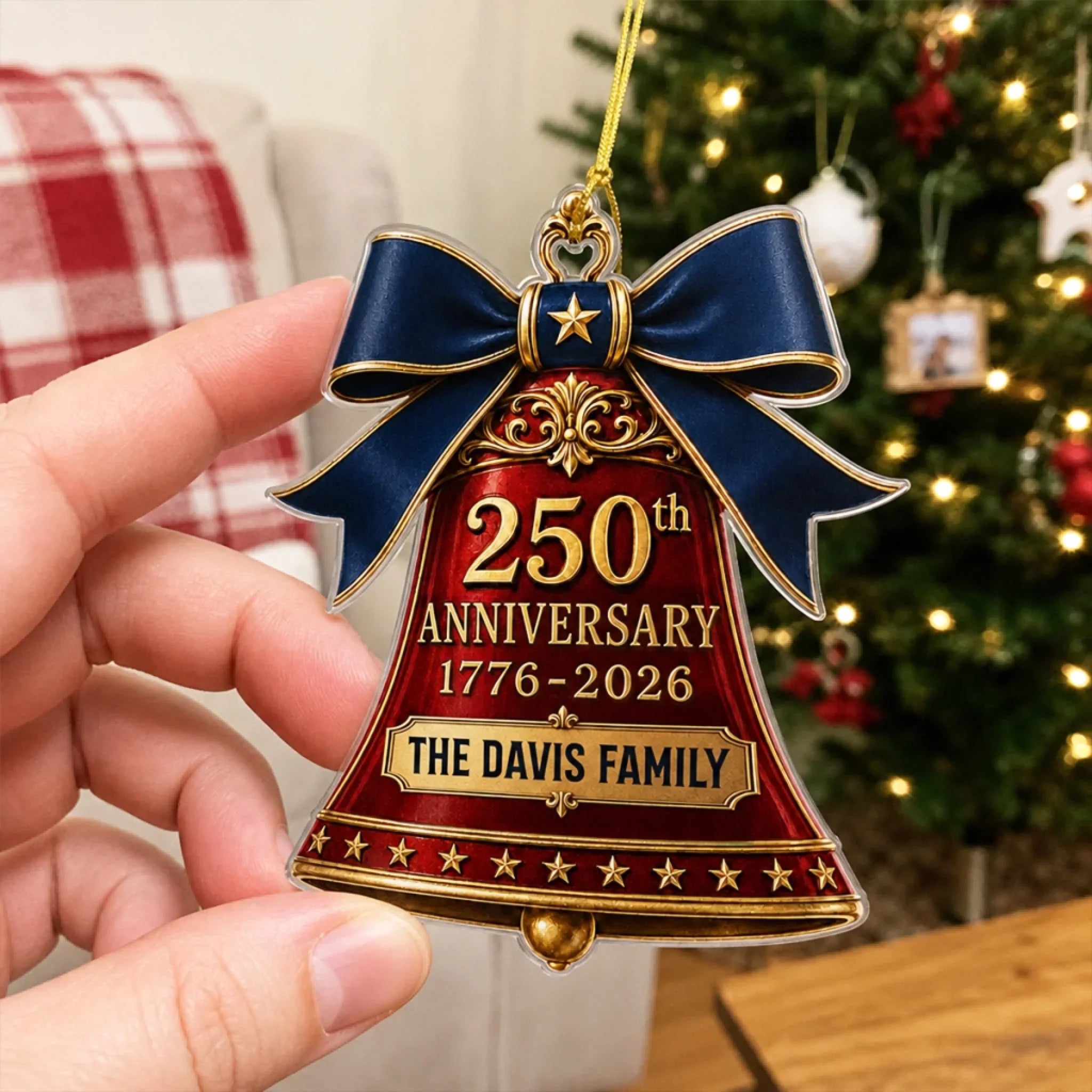 Custom Acrylic Ornament - Personalized America 250th Anniversary Christmas Gifts For Mom, Dad, Brother, Sister - Freedom Looks Good