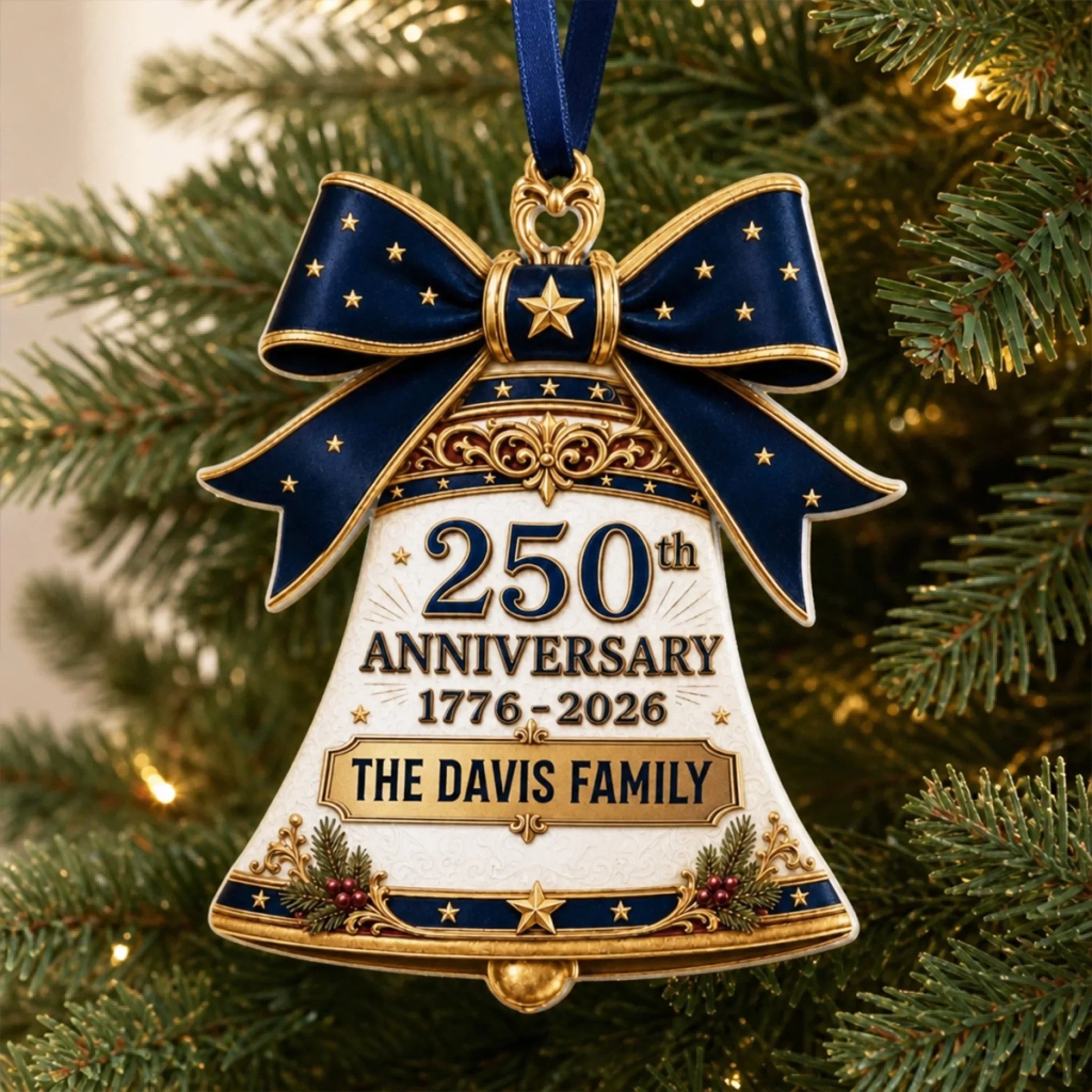 Custom Acrylic Ornament - Personalized America 250th Anniversary Christmas Gifts For Mom, Dad, Brother, Sister - Freedom Looks Good