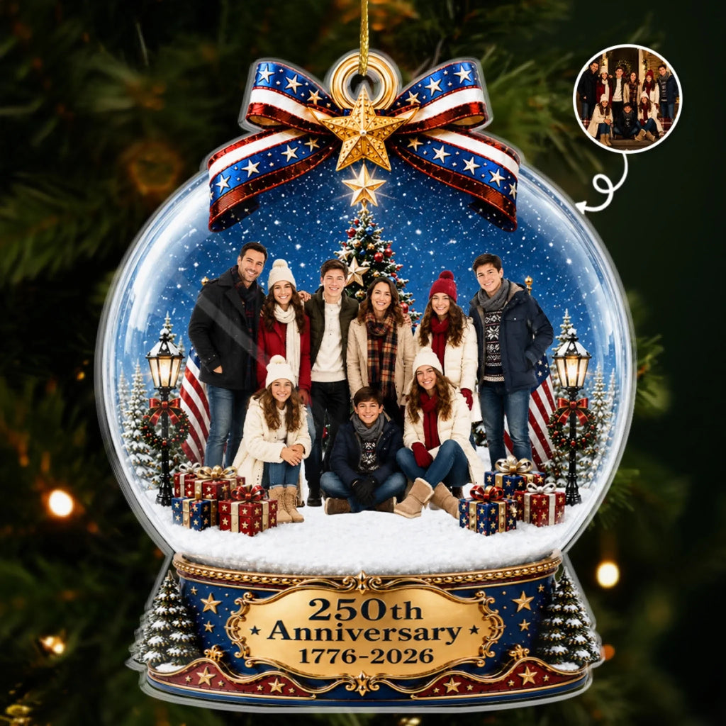 Custom Photo Acrylic Ornament - Personalized America 250th Anniversary Christmas Gifts For Mom, Dad, Brother, Sister - Forever Wrapped In Love