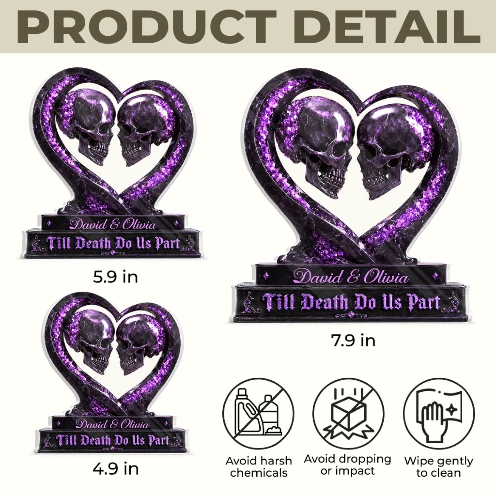 Custom Gothic Acrylic Plaque - Personalized Halloween Decor, Anniversary Wedding Gifts For Husband And Wife, Him And Her - Till Death Do Us Part