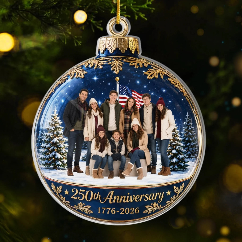 Custom Photo Acrylic Ornament - Personalized America 250th Anniversary Christmas Gifts For Mom, Dad, Brother, Sister - Bright Moments Together Always