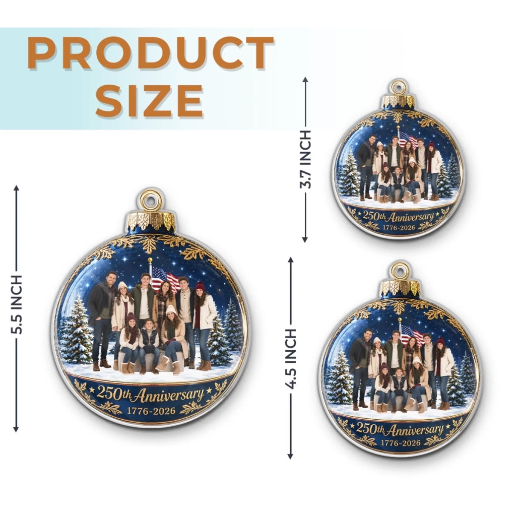Custom Photo Acrylic Ornament - Personalized America 250th Anniversary Christmas Gifts For Mom, Dad, Brother, Sister - Bright Moments Together Always