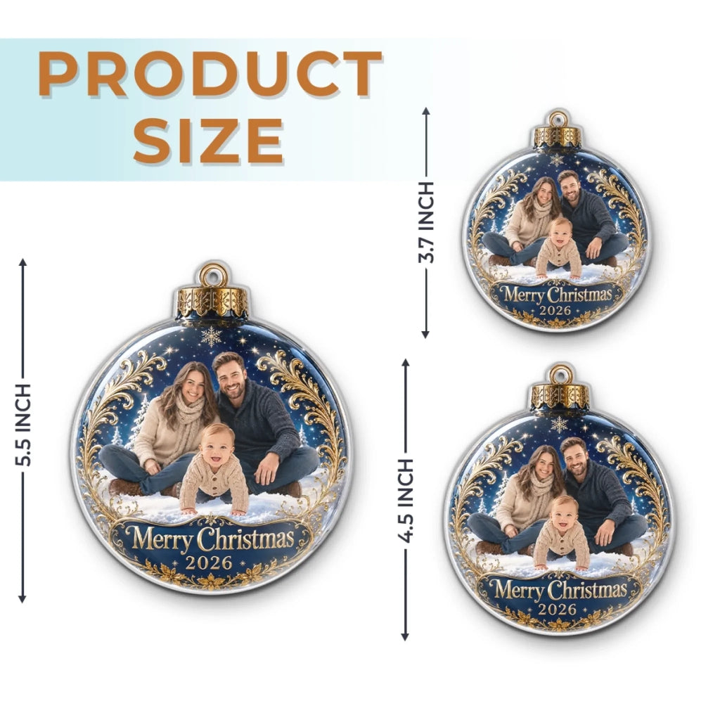 Custom Photo Acrylic Ornament - Personalized Christmas Baby Shower, Gender Reveal Gifts For New Moms, New Dads, New Parents - Blessed With Our Little One