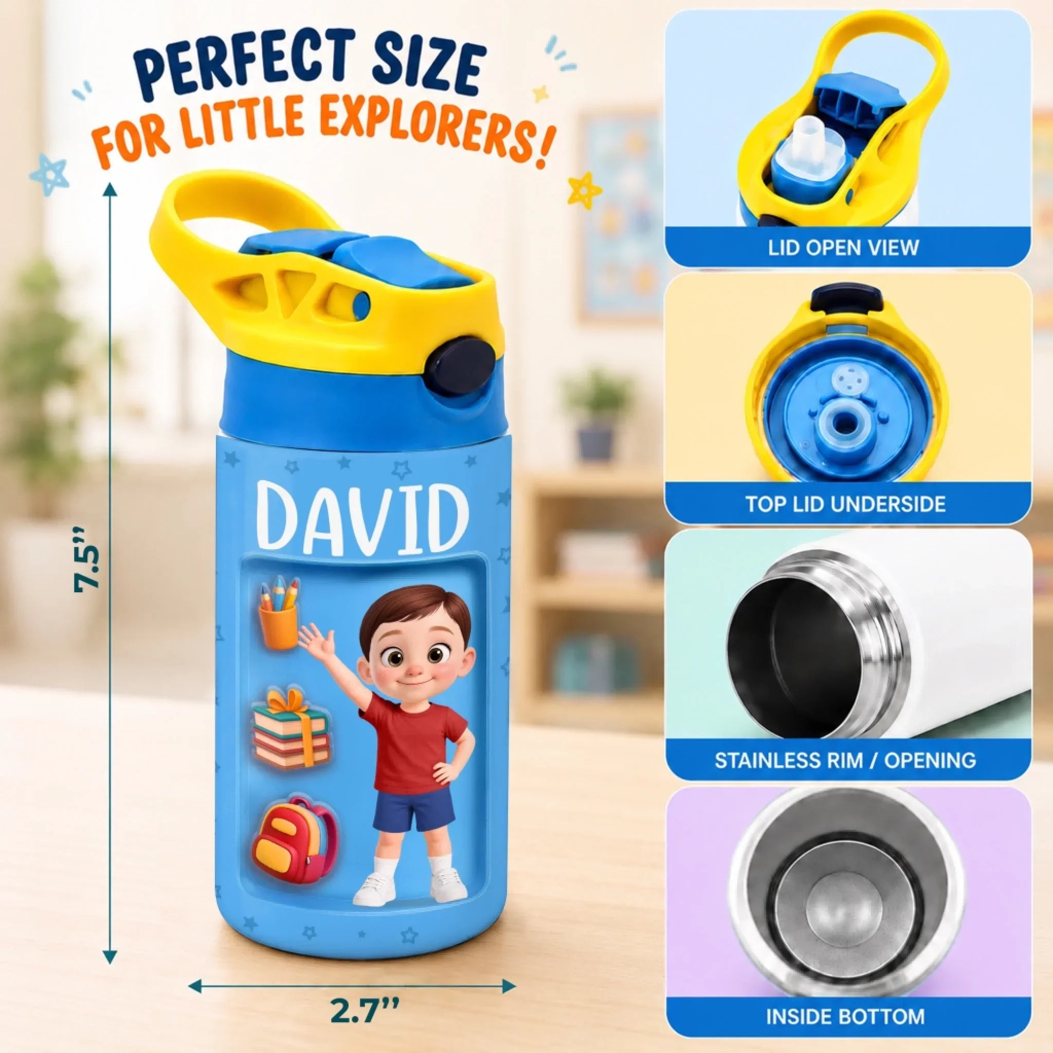 Custom Kids Backpack & Water Bottle Set - Personalized Back To School Gifts For Kids - Ready For What’s Next