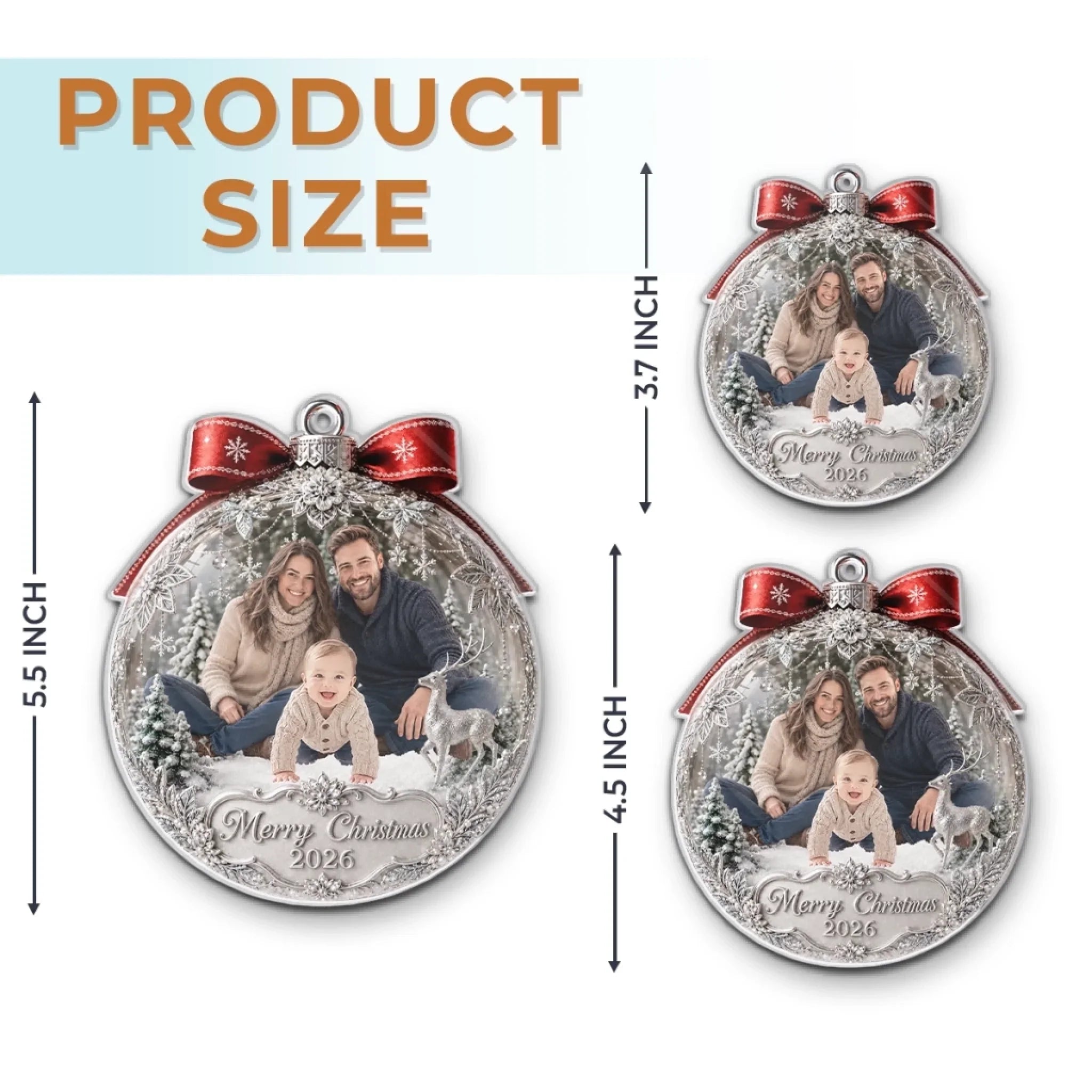 Custom Photo Acrylic Ornament - Personalized Christmas Baby Shower, Gender Reveal Gifts For New Moms, New Dads, New Parents - Sparkling Joy To Our Little Family