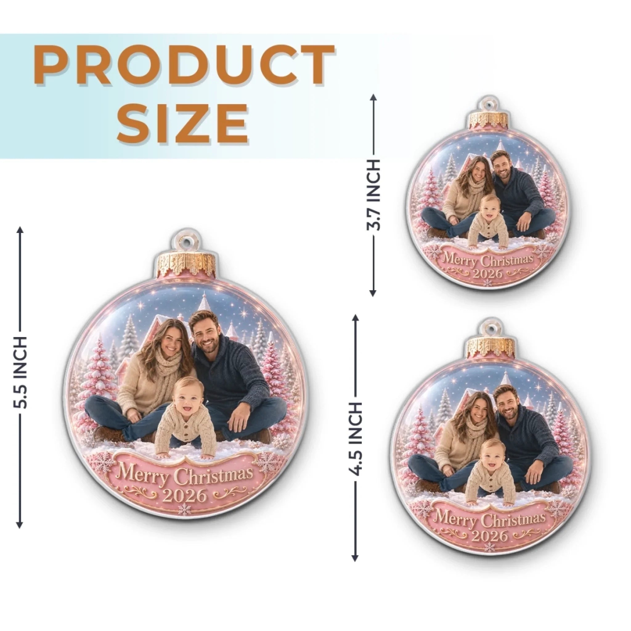 Custom Photo Acrylic Ornament - Personalized Christmas Baby Shower, Gender Reveal Gifts For New Moms, New Dads, New Parents - Love That Sparkles Forever
