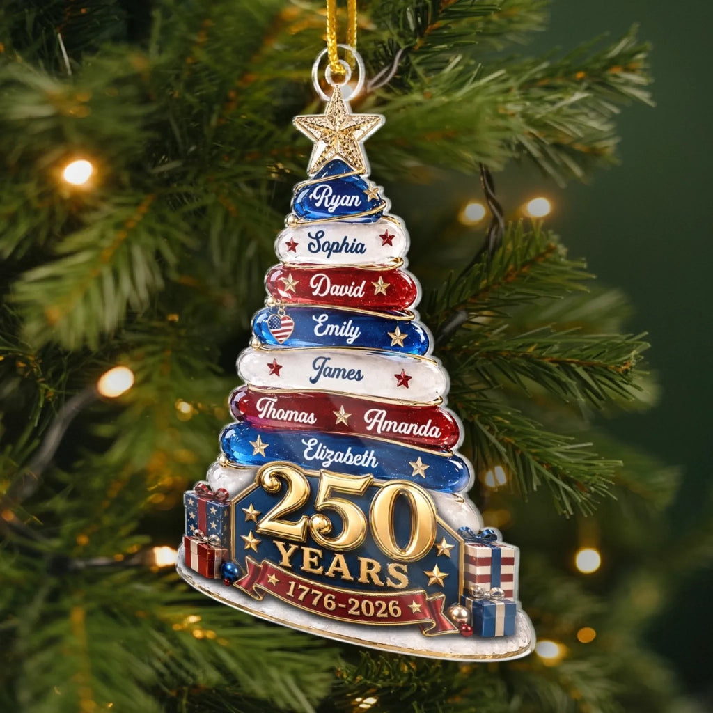 Custom Acrylic Ornament - Personalized America 250th Anniversary Christmas Gifts For Mom, Dad, Brother, Sister - Together We Make A Family Tree