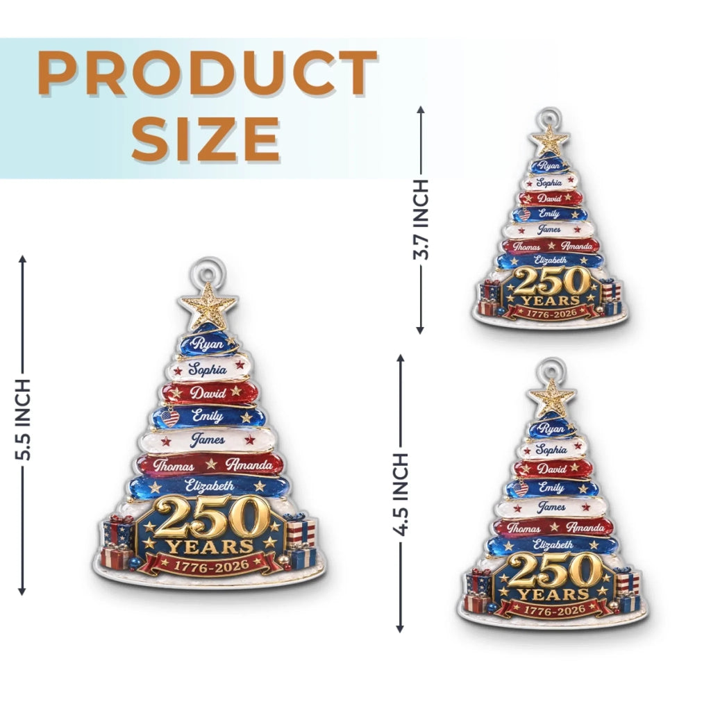 Custom Acrylic Ornament - Personalized America 250th Anniversary Christmas Gifts For Mom, Dad, Brother, Sister - Together We Make A Family Tree