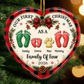 Custom First Christmas Ceramic Ornament - Personalized Christmas Baby Shower, Gender Reveal Gifts For New Moms, New Dads, New Parents - Walking Together In Love