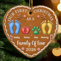 Custom First Christmas Ceramic Ornament - Personalized Christmas Baby Shower, Gender Reveal Gifts For New Moms, New Dads, New Parents - First Steps Into Family Love
