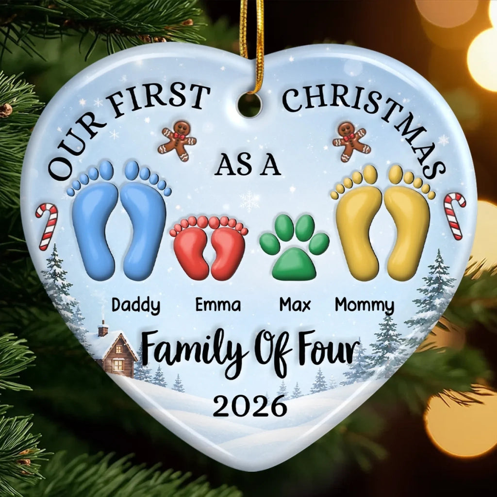 Custom First Christmas Ceramic Ornament - Personalized Christmas Baby Shower, Gender Reveal Gifts For New Moms, New Dads, New Parents - Blessed With Our Little One
