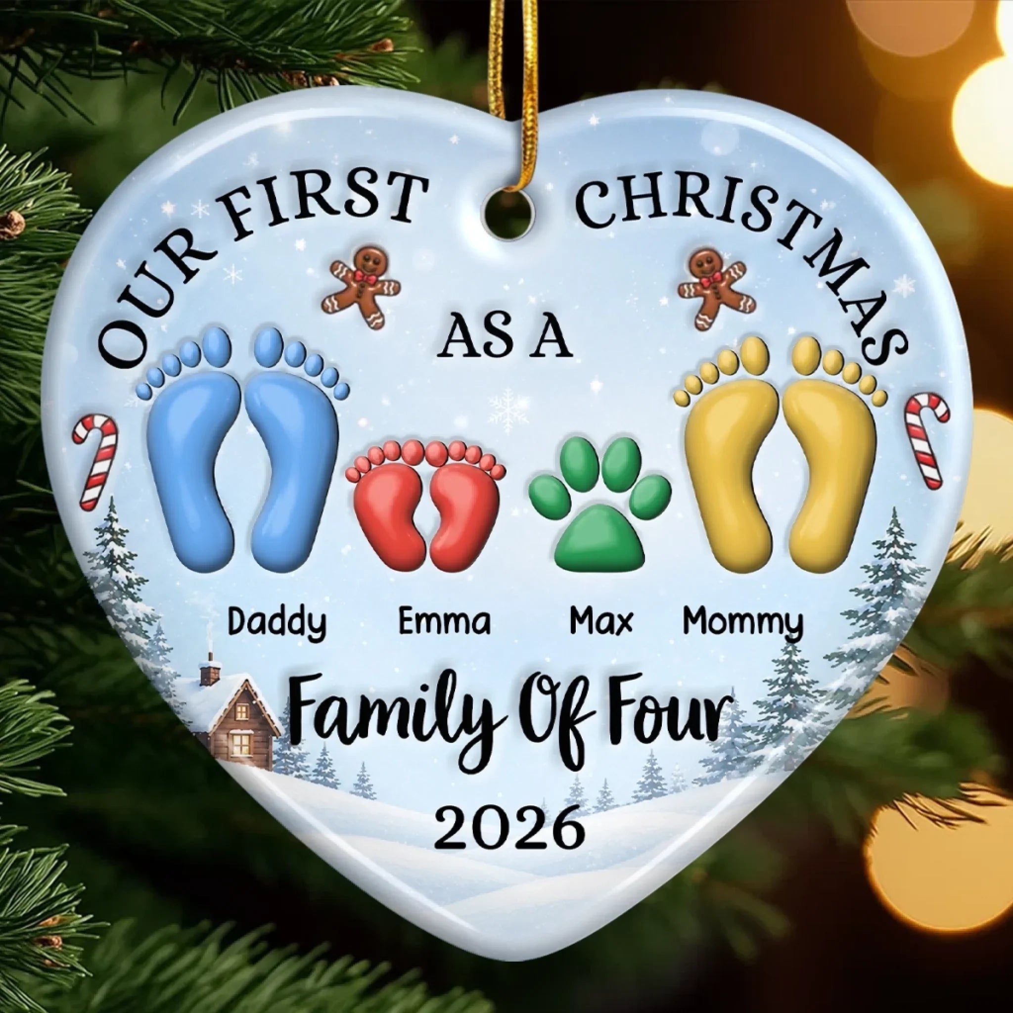 Custom First Christmas Ceramic Ornament - Personalized Christmas Baby Shower, Gender Reveal Gifts For New Moms, New Dads, New Parents - Blessed With Our Little One