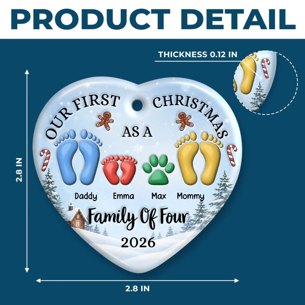 Custom First Christmas Ceramic Ornament - Personalized Christmas Baby Shower, Gender Reveal Gifts For New Moms, New Dads, New Parents - Blessed With Our Little One