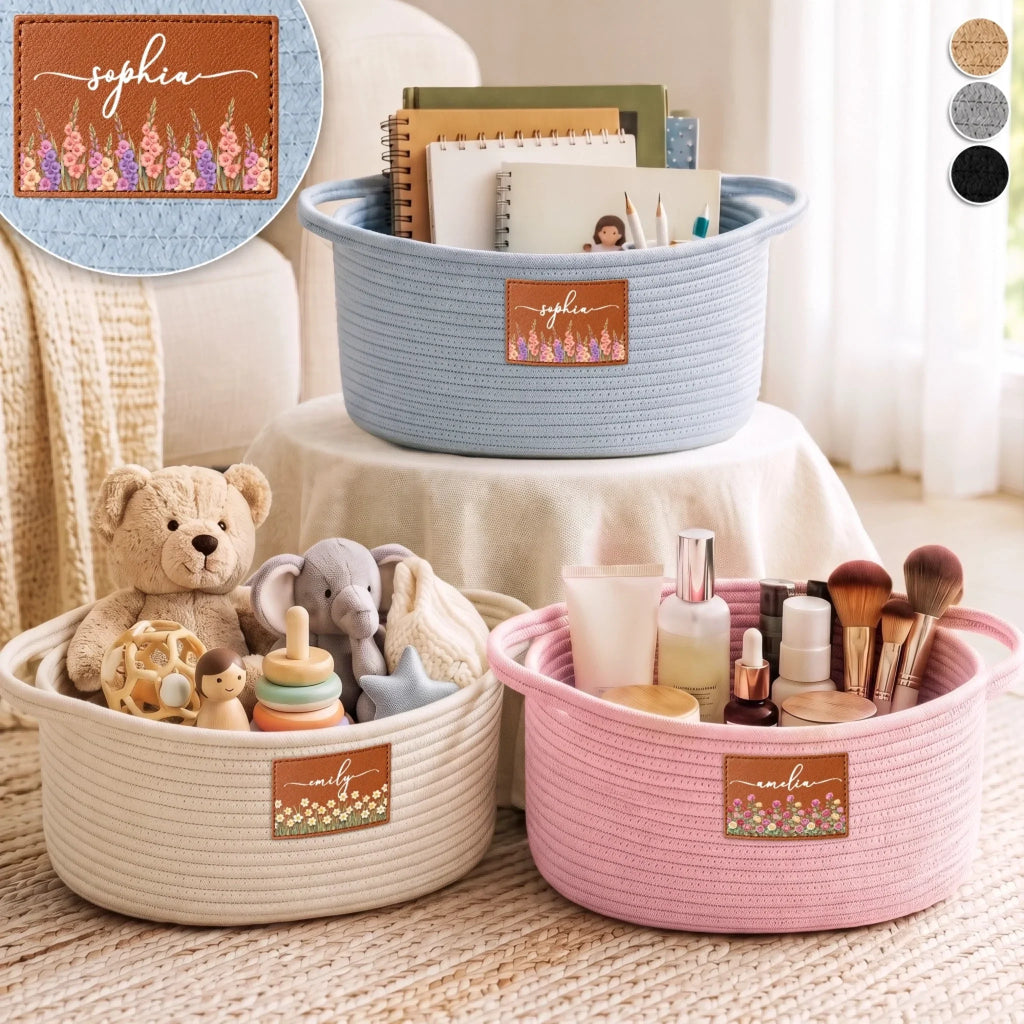 Custom Woven Rope Basket - Personalized Birthday Gifts For Him, Her - Choose Happy Every Day