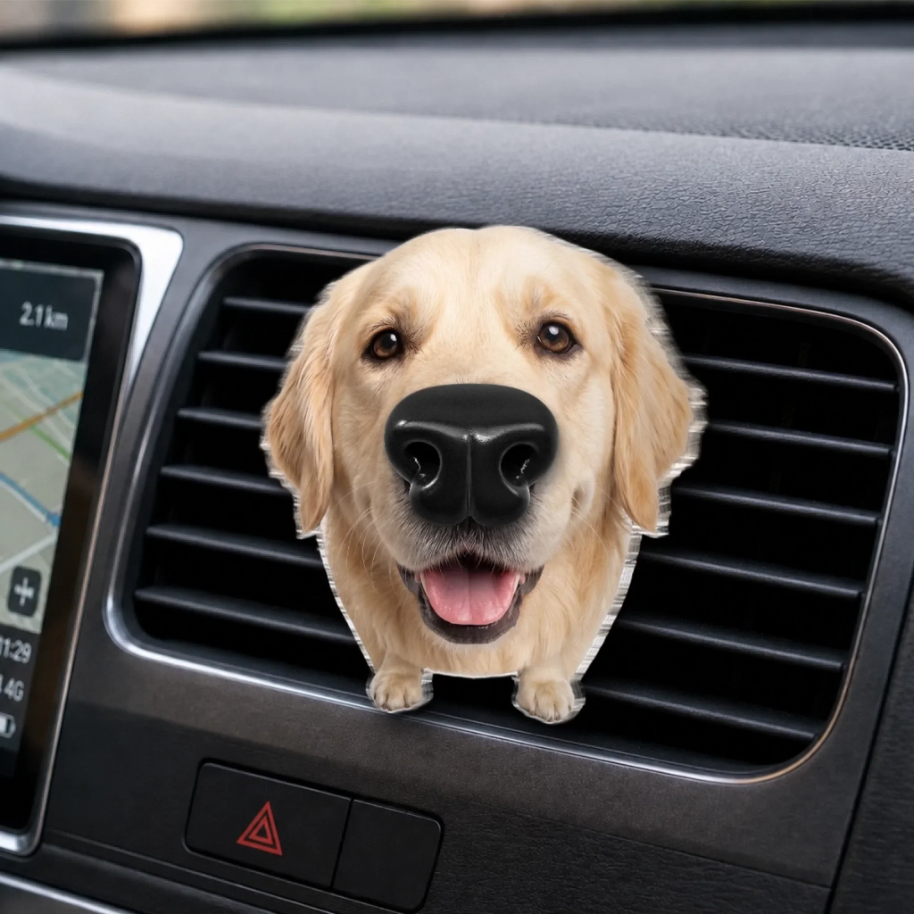 Custom Photo Squishy Nose Car Vent Clip – Personalized Birthday Gifts For Dog Lovers, Dog Dad And Mom - Happiness Is A Wagging Nose