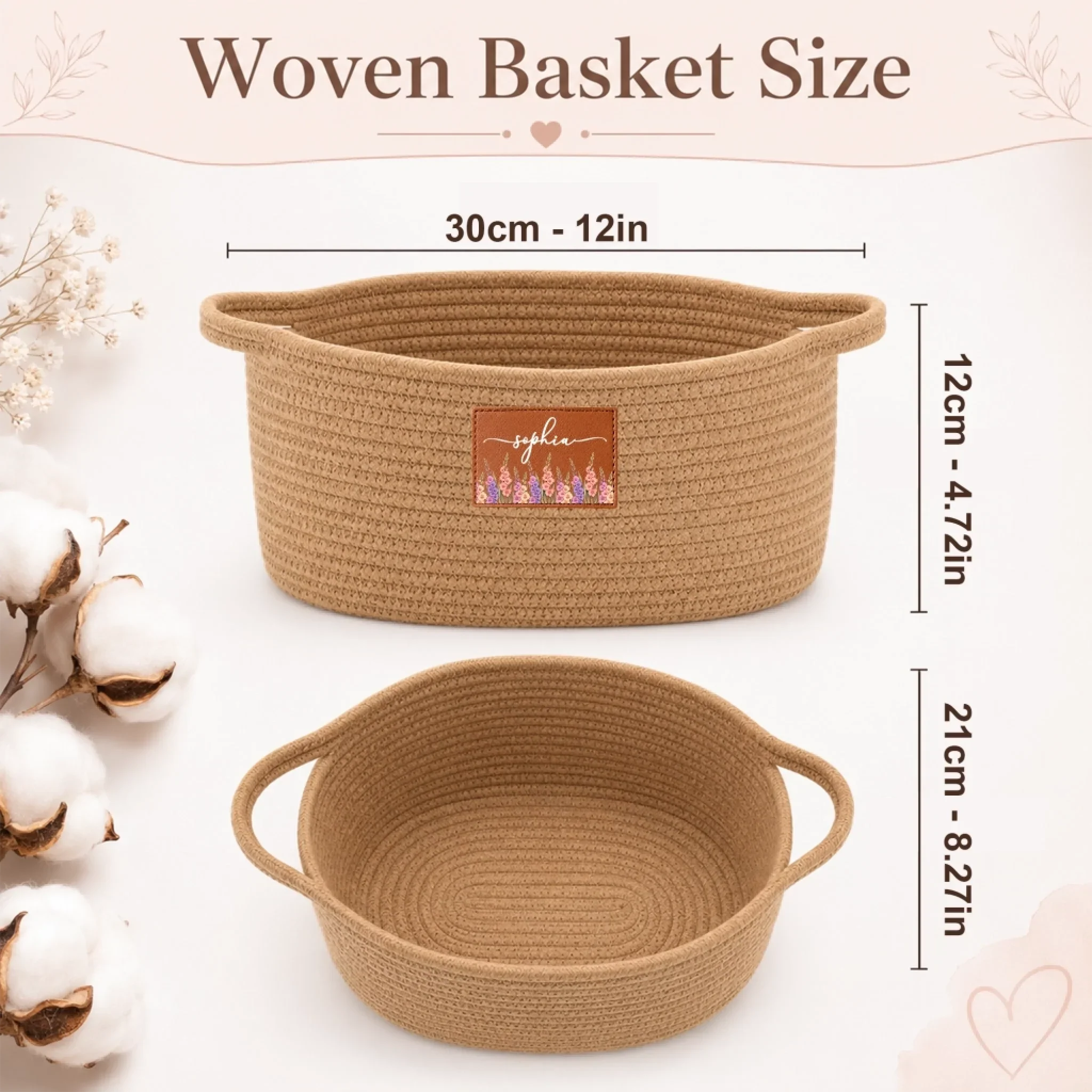Custom Woven Rope Basket - Personalized Birthday Gifts For Him, Her - Choose Happy Every Day