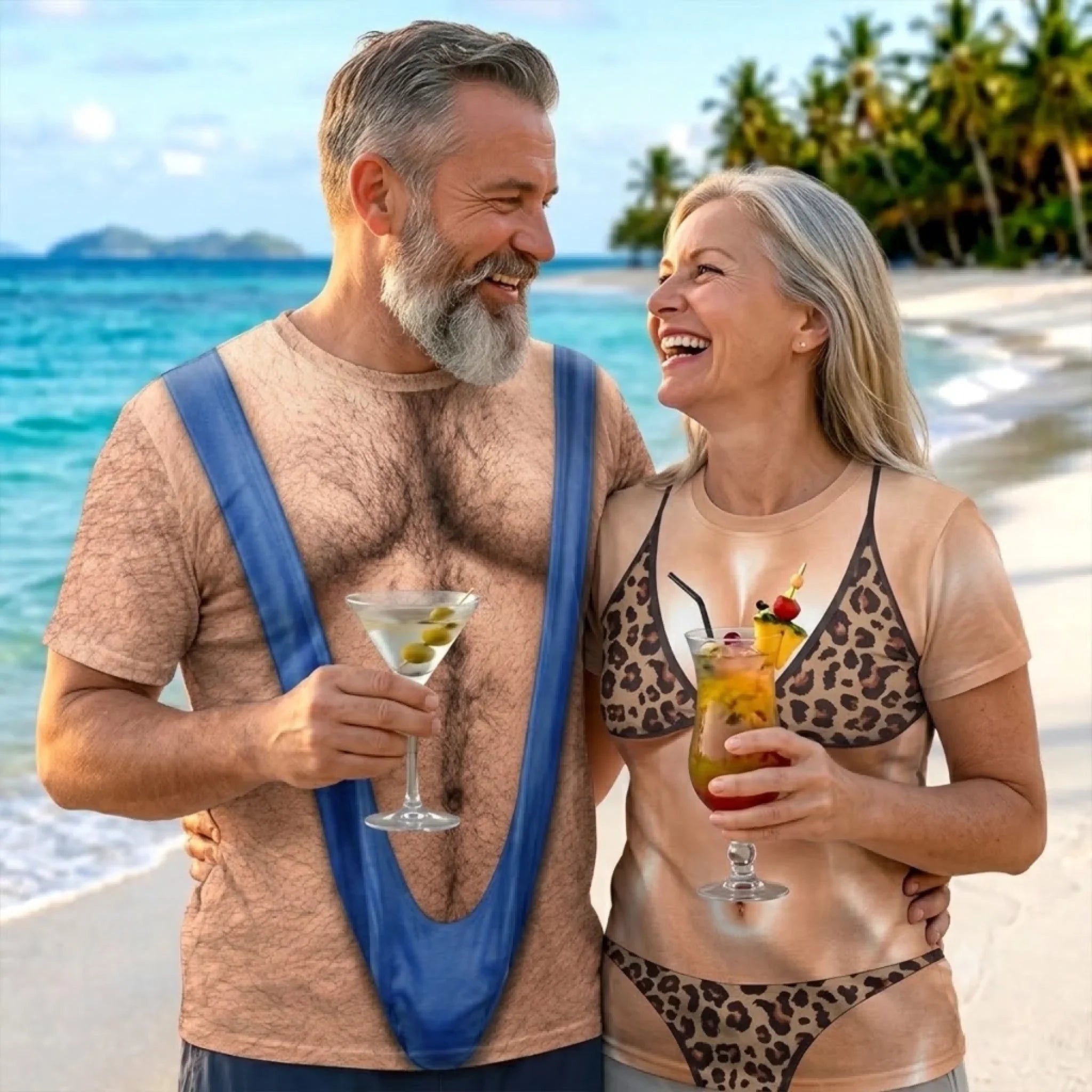Custom Funny T-shirt - Personalized Summer Vacation And Travel Gifts  Husband And Wife, Him And Her - Too Hot For The Beach