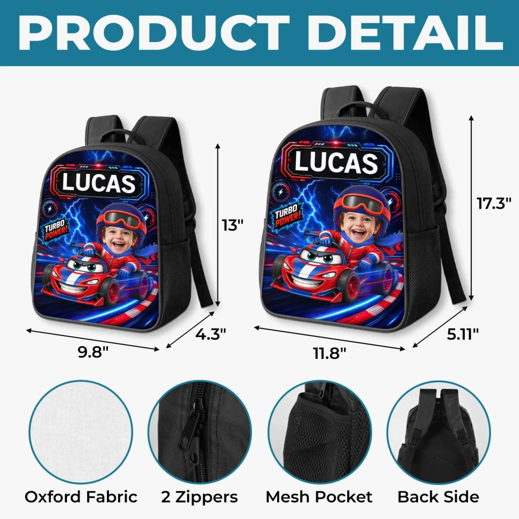 Custom Photo Kids Backpack & Water Bottle Set - Personalized Back To School Gifts For Kids - Driven To Explore