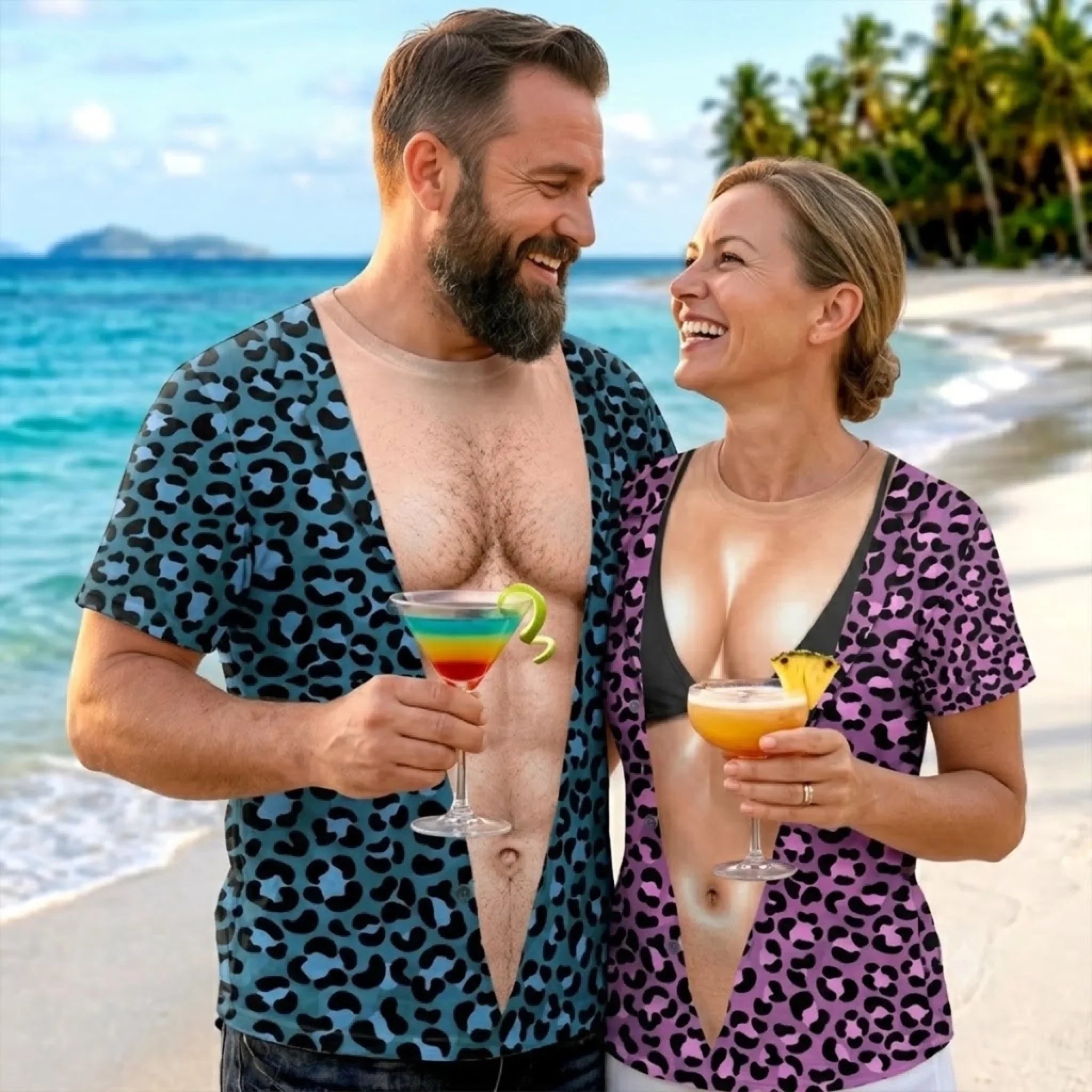 Custom Funny T-shirt - Personalized Summer Vacation And Travel Gifts  Husband And Wife, Him And Her - Living Life On The Wild Side