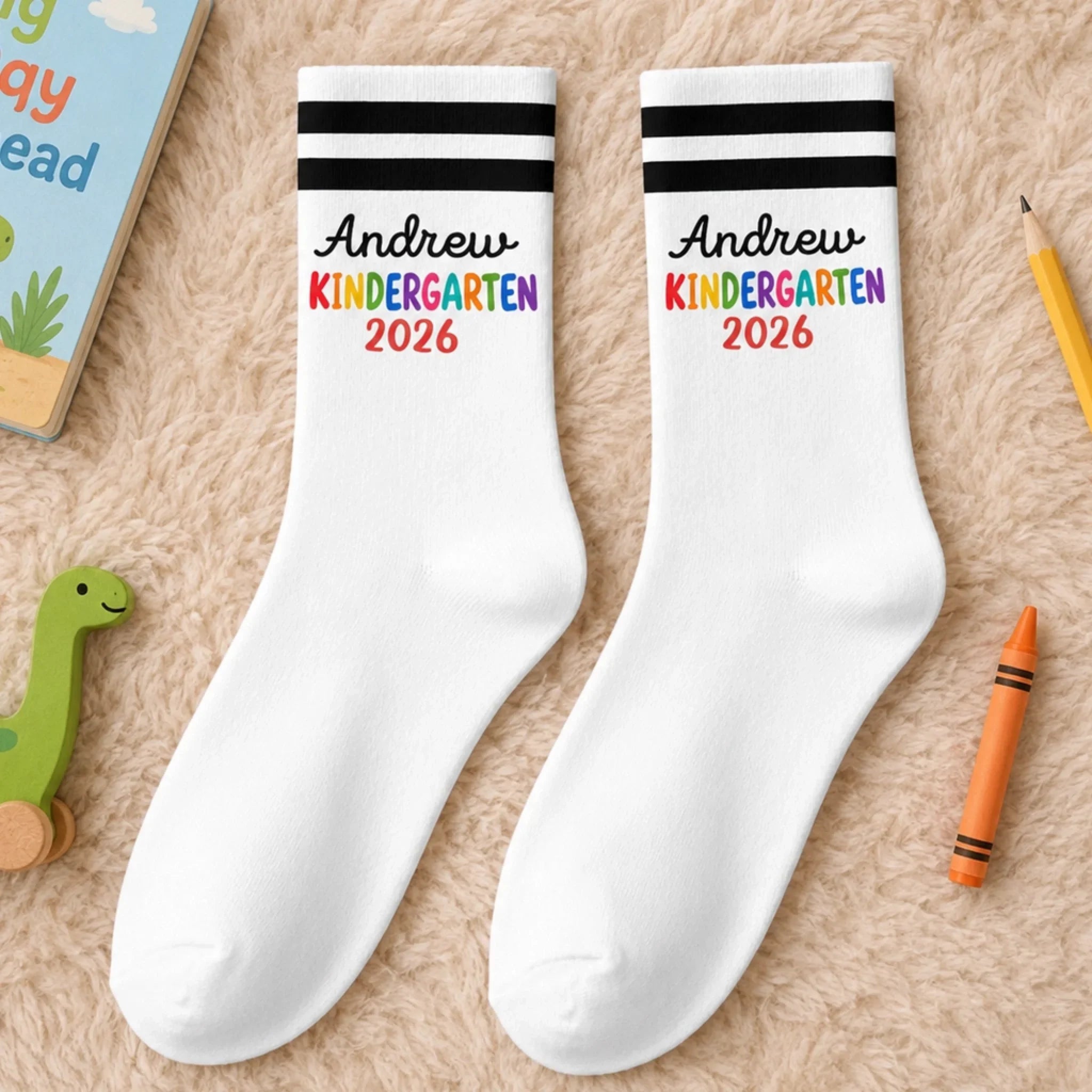 Custom Kids Crew Socks - Personalized Back To School Gifts For Kids - Ready For New Adventures