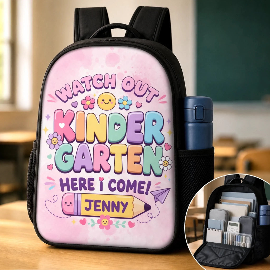 Custom Kids Front Printed Backpack - Personalized Back To School Gifts For Kids - Learning Loving Growing Every Day