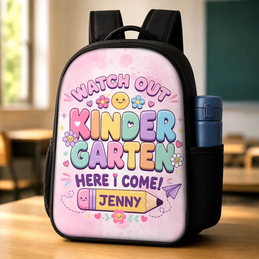 Custom Kids Front Printed Backpack - Personalized Back To School Gifts For Kids - Learning Loving Growing Every Day