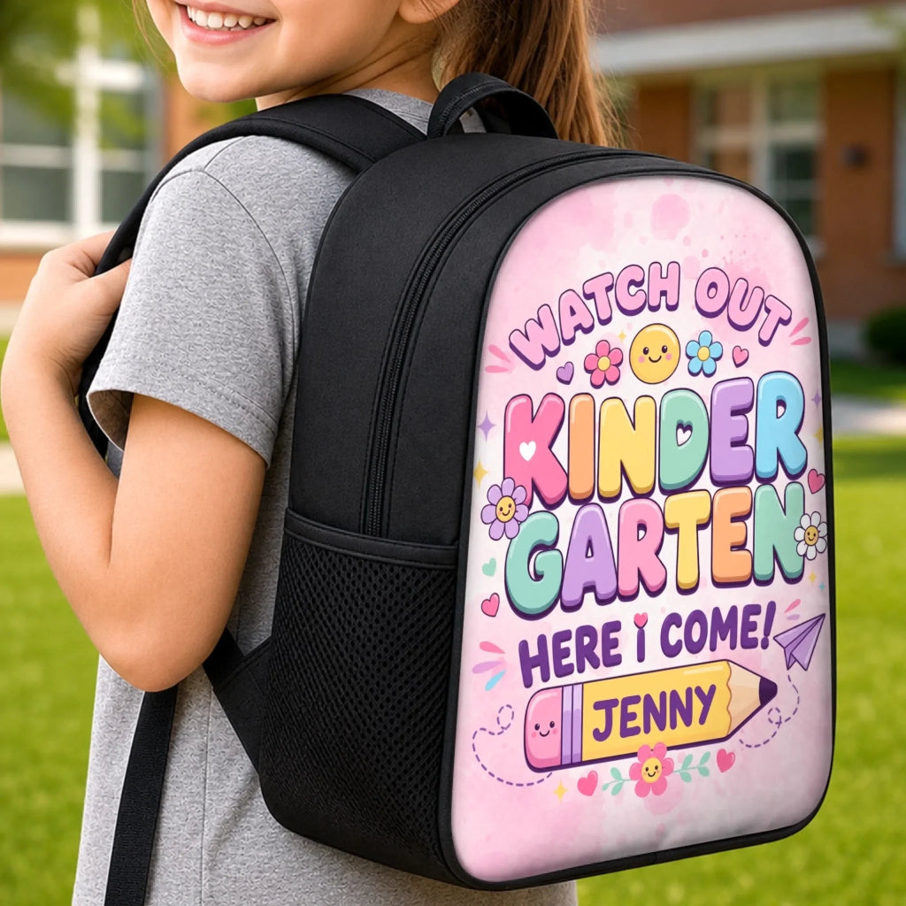 Custom Kids Front Printed Backpack - Personalized Back To School Gifts For Kids - Learning Loving Growing Every Day