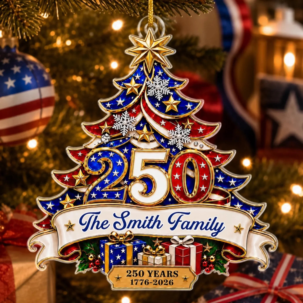 Custom Acrylic Ornament - Personalized America 250th Anniversary Christmas Gifts For Mom, Dad, Brother, Sister - Generations Of Freedom And Tradition