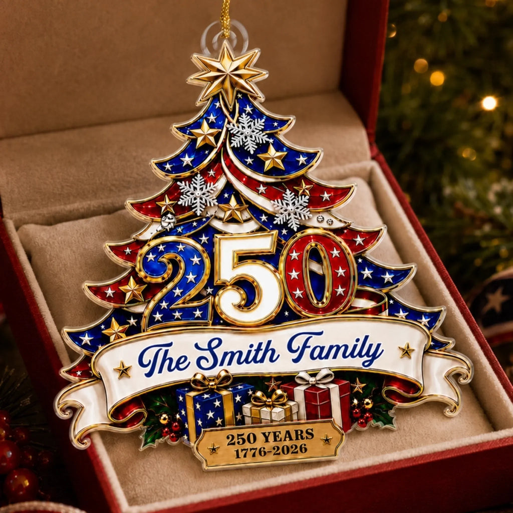 Custom Acrylic Ornament - Personalized America 250th Anniversary Christmas Gifts For Mom, Dad, Brother, Sister - Generations Of Freedom And Tradition