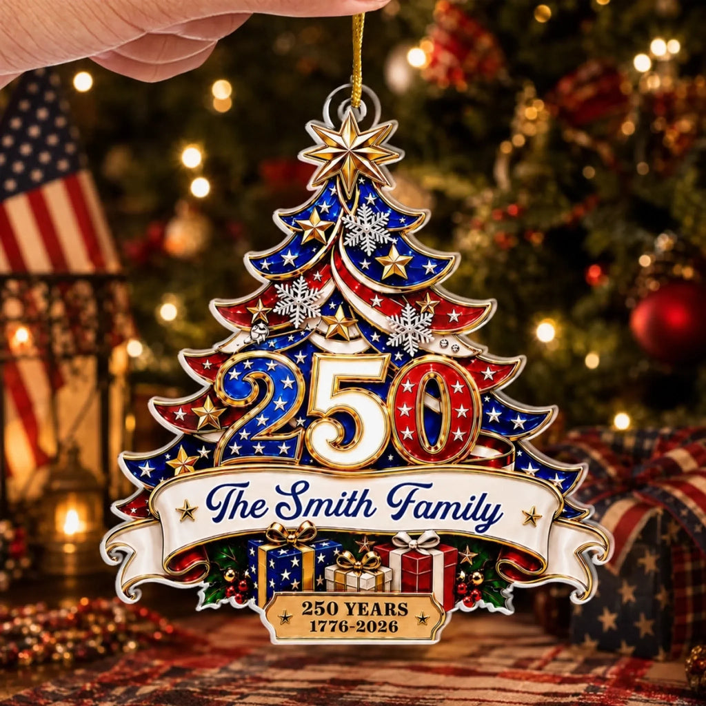 Custom Acrylic Ornament - Personalized America 250th Anniversary Christmas Gifts For Mom, Dad, Brother, Sister - Generations Of Freedom And Tradition