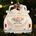Custom First Christmas Acrylic Ornament - Personalized Anniversary Christmas Wedding Gifts For Husband And Wife, Him And Her - Our First Christmas As Newlyweds