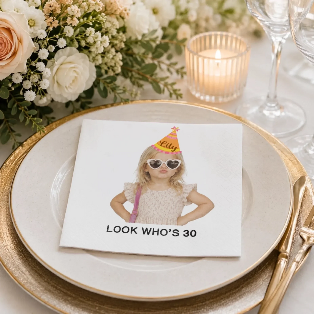 Custom Photo Cocktail Napkins - Personalized Birthday Party Favor Gifts For Guests, Adults - Celebrate Every Moment