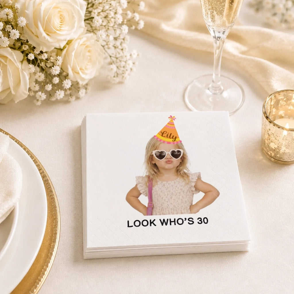 Custom Photo Cocktail Napkins - Personalized Birthday Party Favor Gifts For Guests, Adults - Celebrate Every Moment