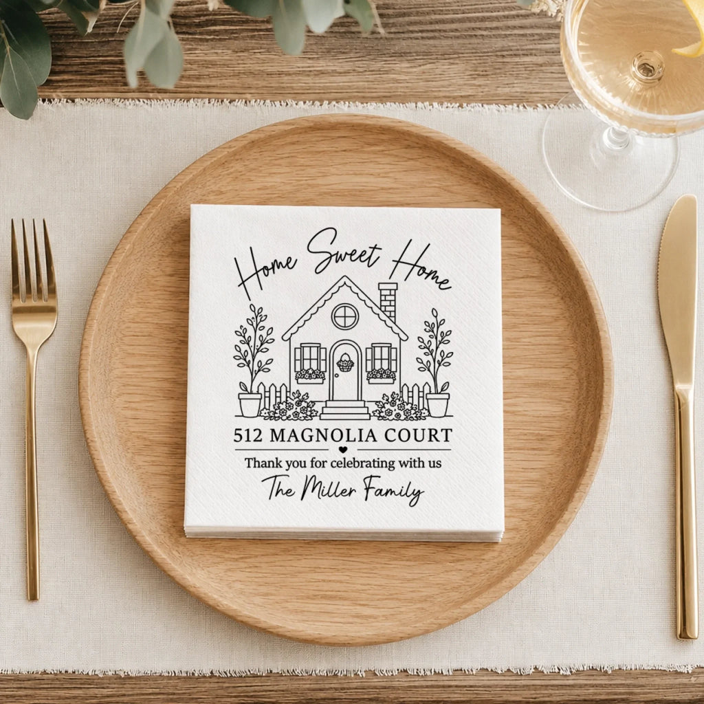 Custom Cocktail Napkins - Personalized Party Favor Gifts For Guests, Adults - Home Is Where We Gather