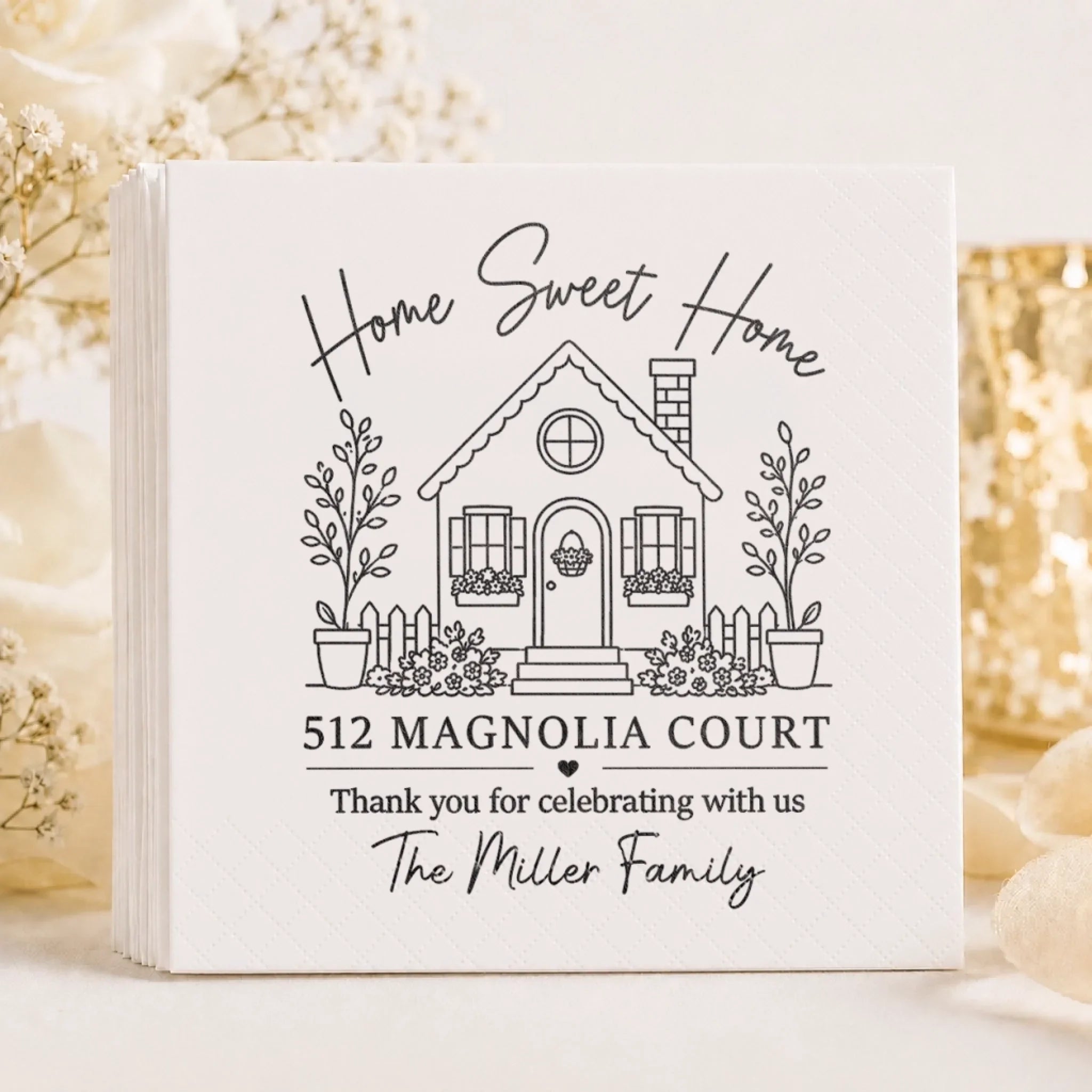 Custom Cocktail Napkins - Personalized Party Favor Gifts For Guests, Adults - Home Is Where We Gather