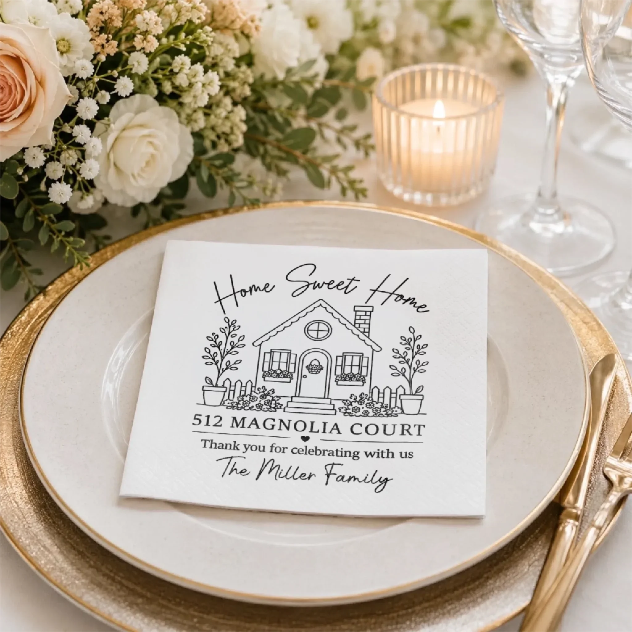 Custom Cocktail Napkins - Personalized Party Favor Gifts For Guests, Adults - Home Is Where We Gather
