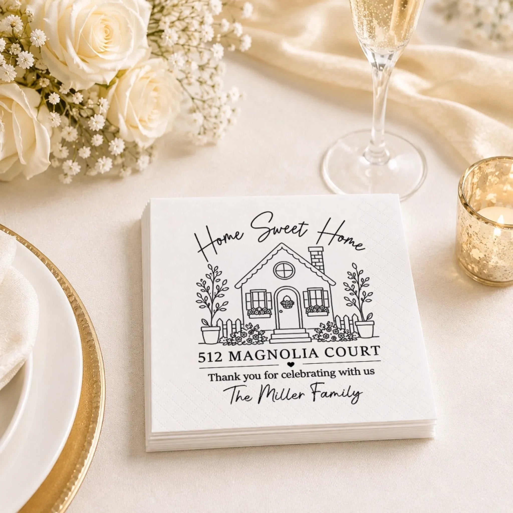 Custom Cocktail Napkins - Personalized Party Favor Gifts For Guests, Adults - Home Is Where We Gather
