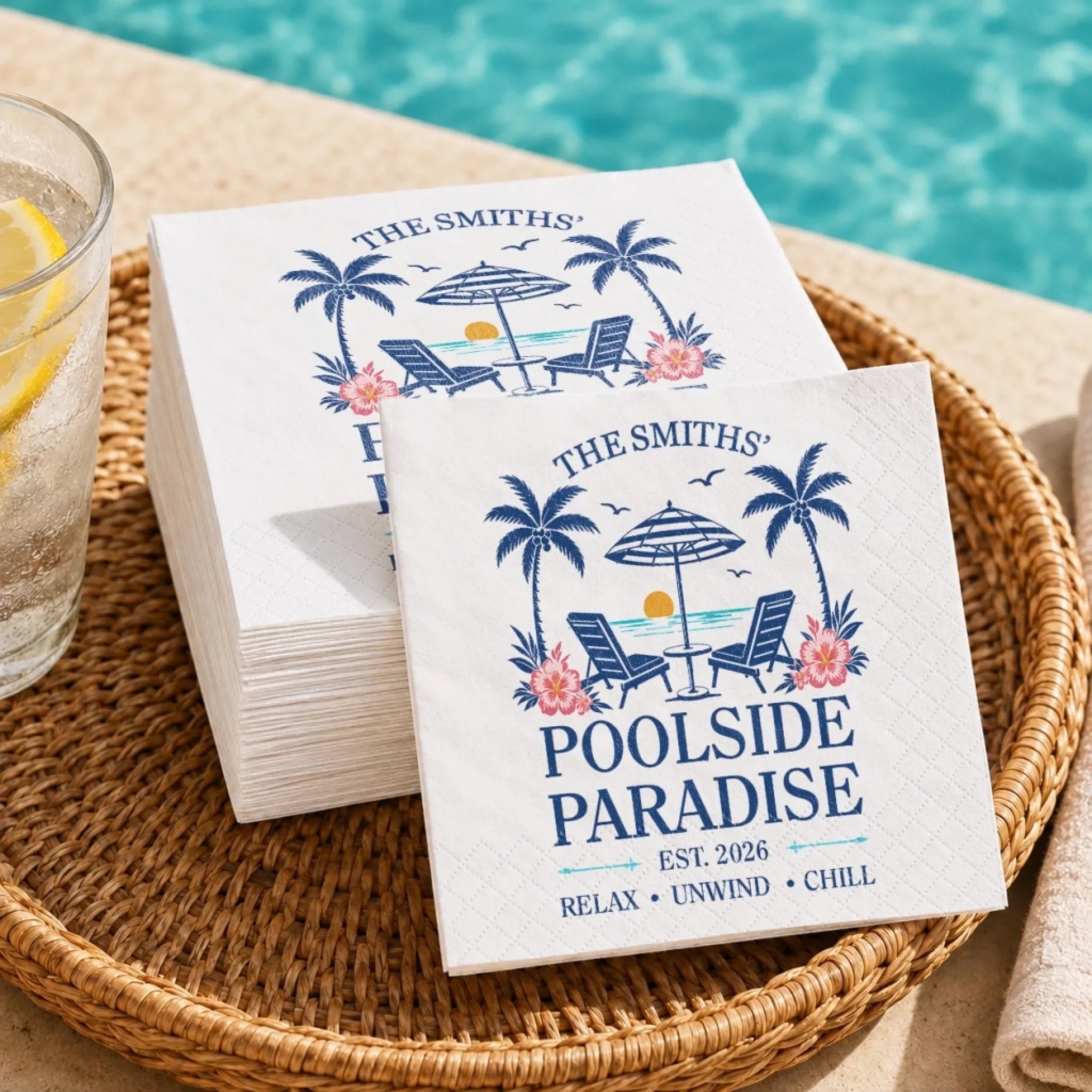 Custom Cocktail Napkins - Personalized Party Favor Gifts For Guests, Adults - Sunny Days Together