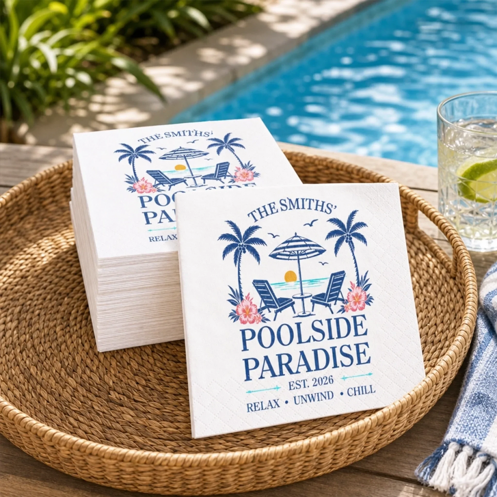 Custom Cocktail Napkins - Personalized Party Favor Gifts For Guests, Adults - Sunny Days Together